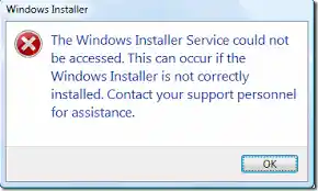 Cannot access the Windows Installer Service